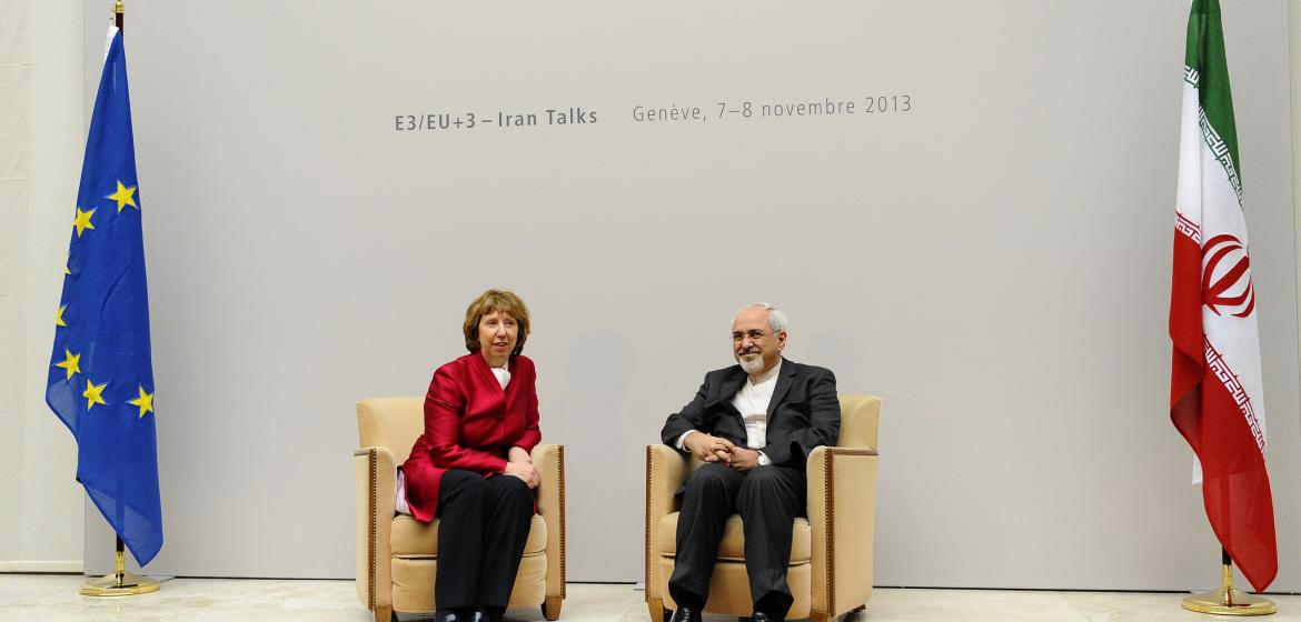 EU Vertreterin Catherine Ashton und Irans Außenminister Javad Zarif Anfang November in Genf. Foto: European External Action Service (CC)