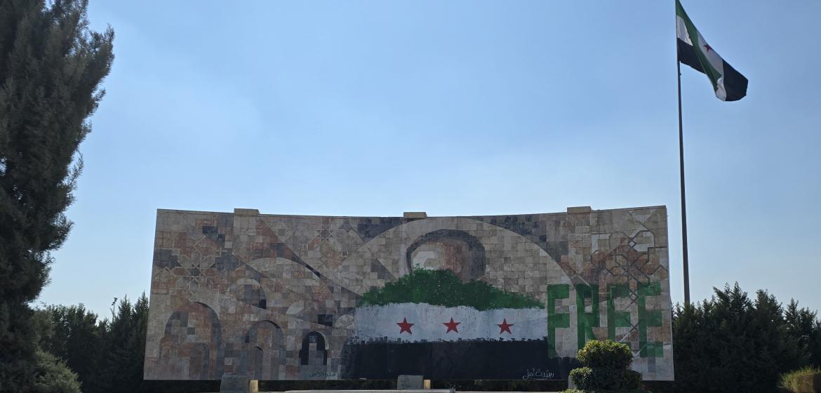 Übersprühtes Denkmal in Damaskus. Foto: medico international