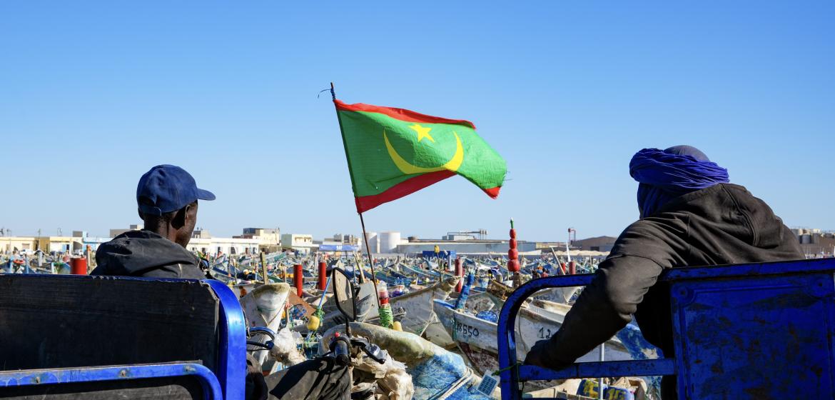 Port of Nouadhibou with the Flag of Mauritania. Photo: Frida Nsonde, 2025