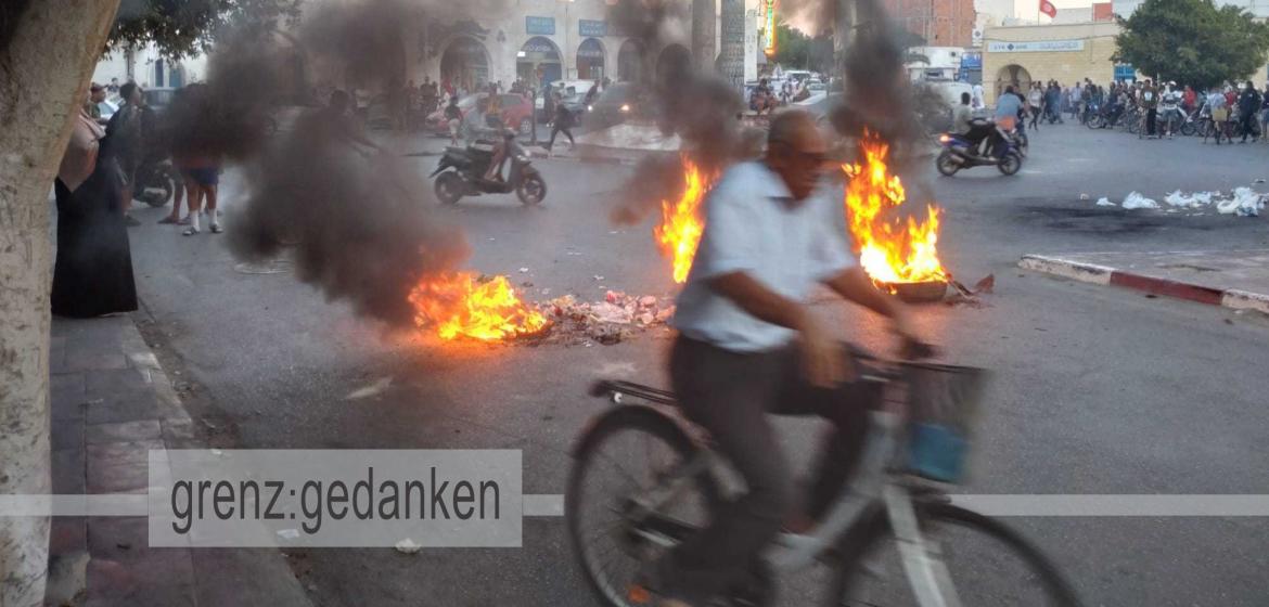 Die Proteste in Zarzis seit dem 11. Oktober 2022. Foto: Vanessa Barisch. Bearbeitung: Pauline Jäckels.