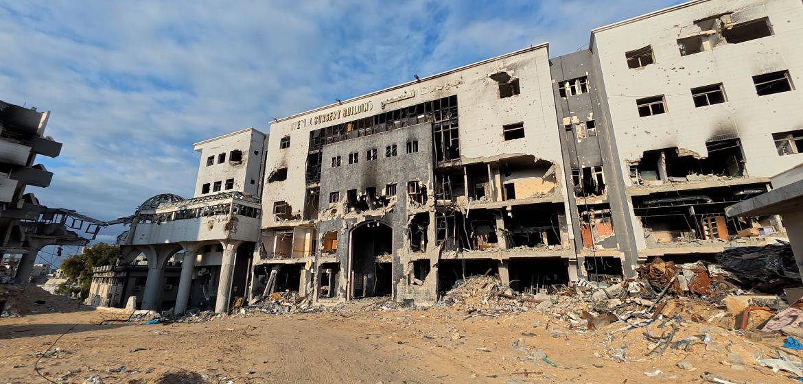 Located in western Gaza, Al-Shifa Hospital included a dialysis unit. Like many medical facilities in the Gaza Strip, it has been bombed multiple times since the start of the war.” Photo: Jaber Jehad Badwan (Wikimedia Commons, CC BY-SA 4.0)