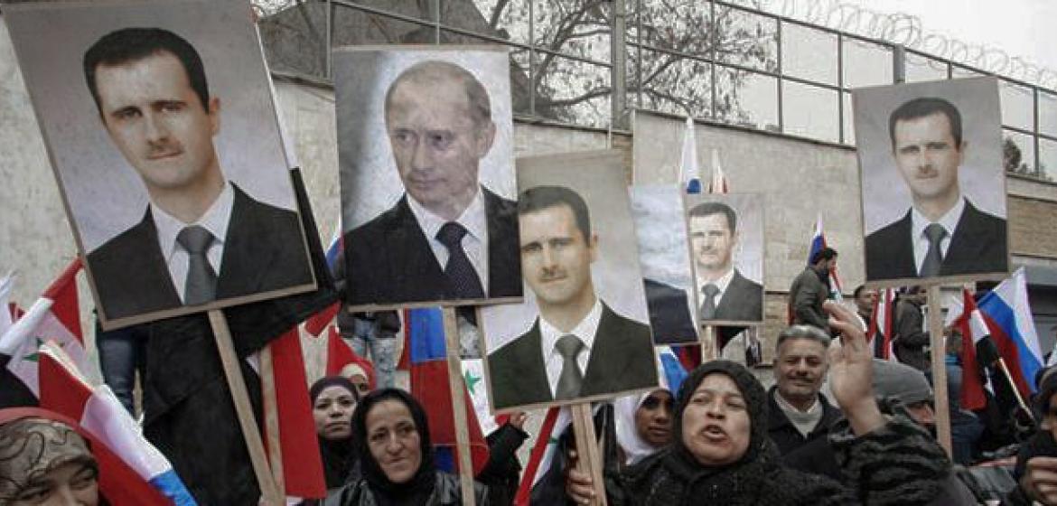 "Putin ist wie Assad", schreiben zahlreiche Kommentatoren im Nahen Osten. Das Bild zeigt eine pro-Regime-Demonstration in Damaskus im März 2012. Foto: CC-BY Freedom House / Flickr