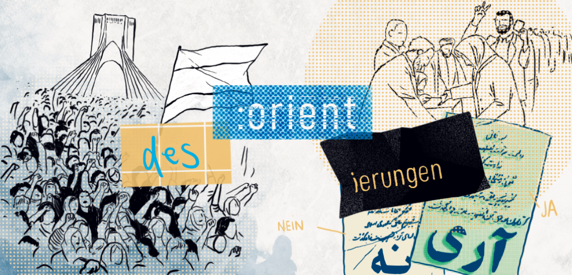 „Ja oder Nein?“ Vor dieser Wahl standen die Iraner:innen nach der Revolution 1979, aber wieviel Wahlfreiheit bot das Referendum wirklich? Illustration: Zaide Kutay