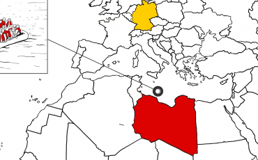 Die Anwältin Giulia Tranchina meint, Europa feuere den brutalen Menschenhandel in Libyen weiter an. Illustration: Milad Nemati