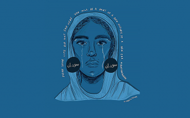 Im Juni 2019 posteten Sudanes:innen blau auf Social Media, als Ausdruck ihrer Unterstützung der Proteste im Land. Illustration: Rhaida El Touny (IG: diddyeltouny)