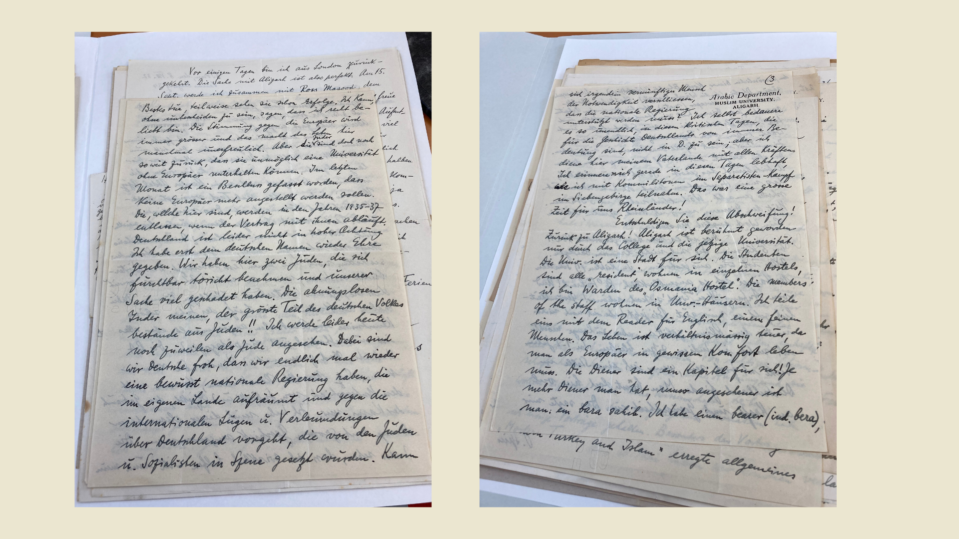 SBB-SPK, Abt. Handschriften und Historische Drucke, NL 245 (Enno Littmann) Ka. 32, Otto Spies an Littmann, Aligarh, 19. April 1933