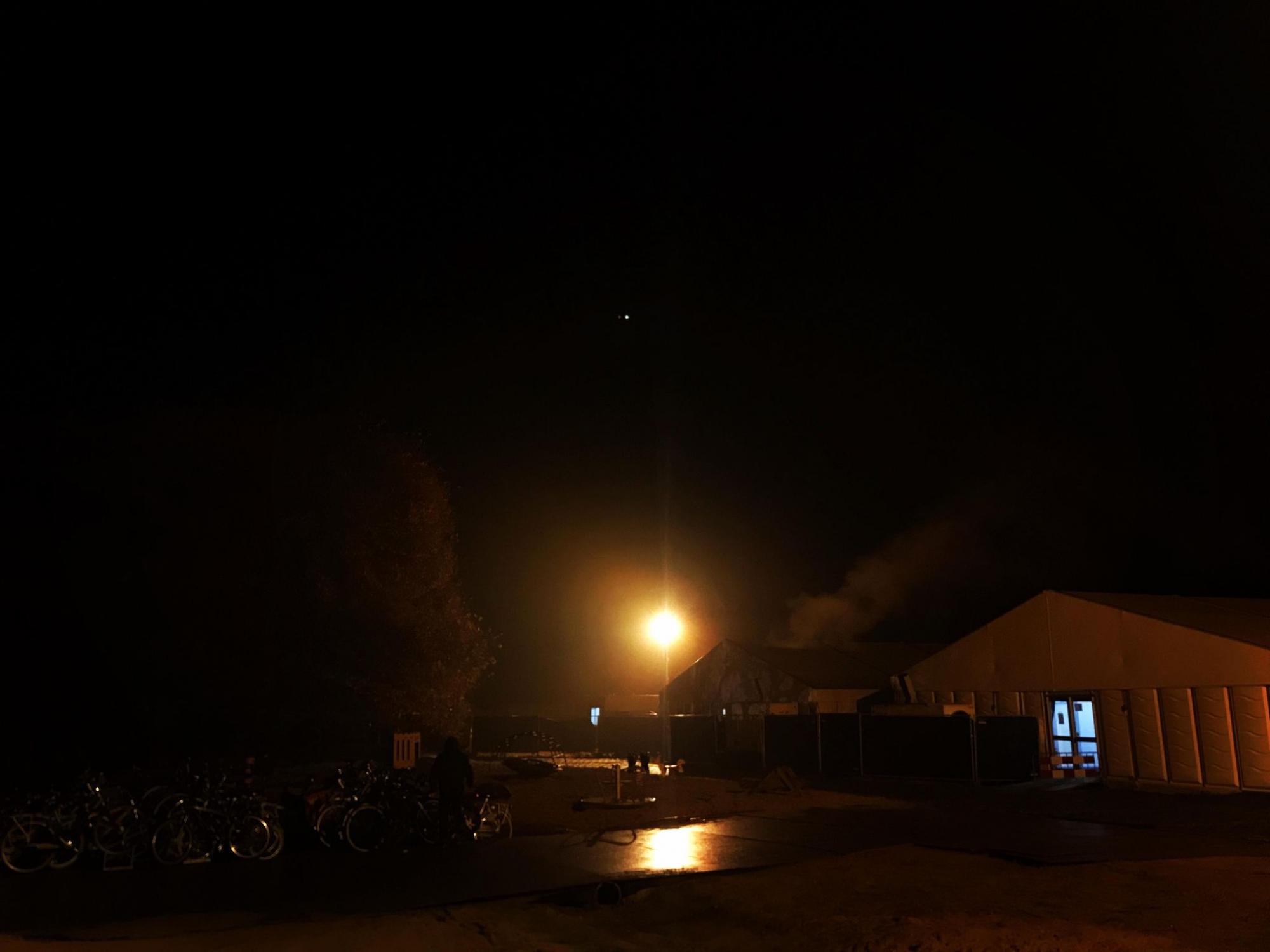 Nights in a temporary refugee camp in the Netherlands in September 2021. Picture: Atiq Rahimi