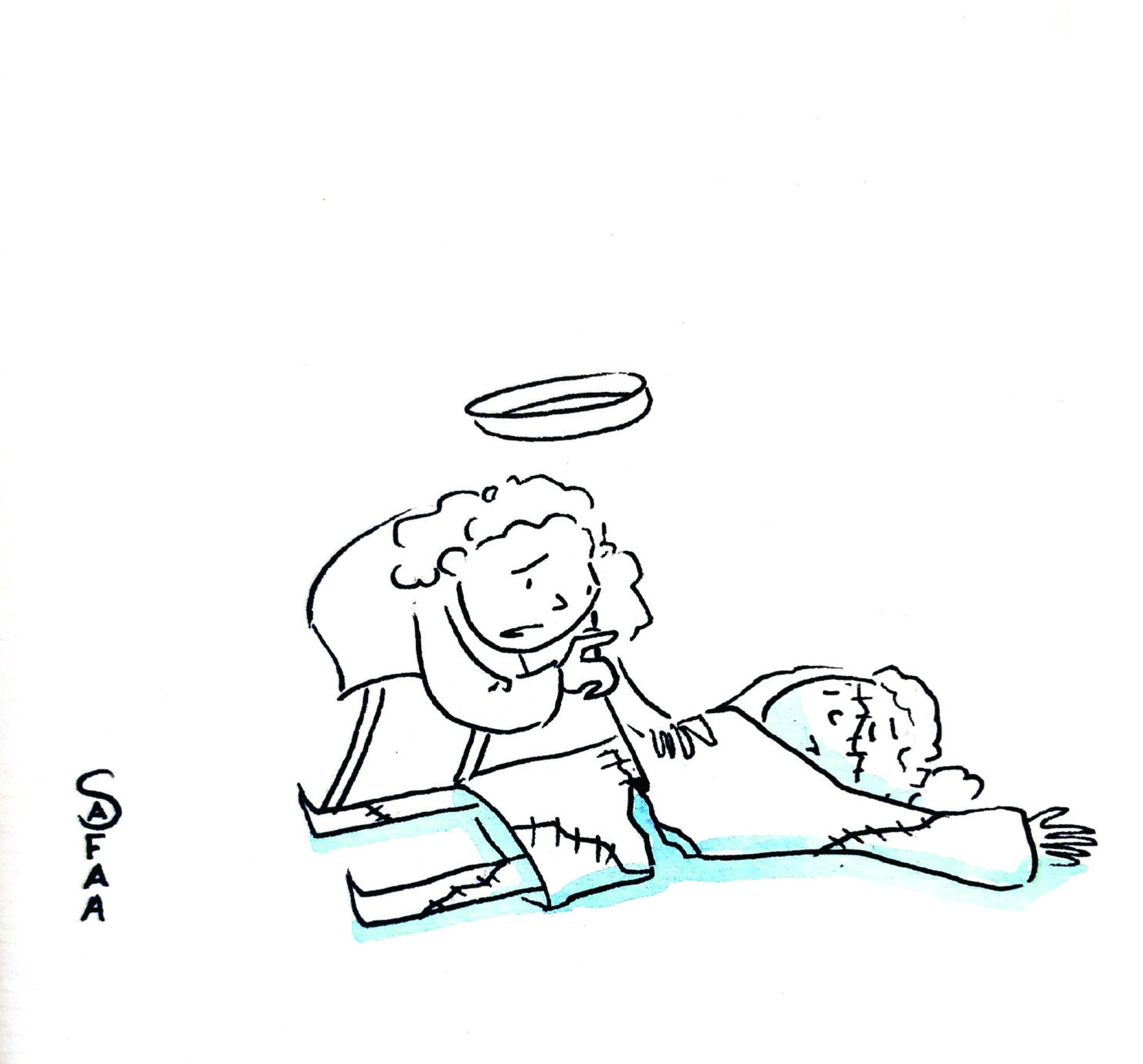 Zeichnung aus dem Cartoon "Safaa and the tent". Safaa Odah.